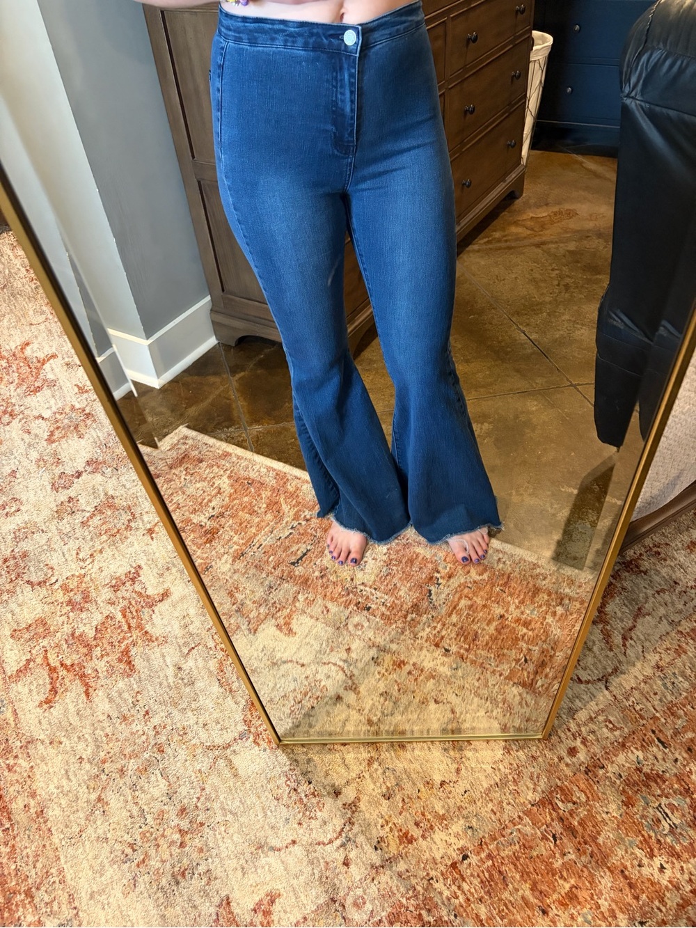 High-Rise Dark Blue Flared Jeans for Women